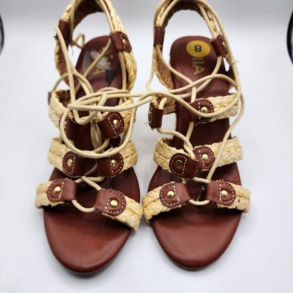 MIA Nikola lace up raffia wedges - Picture 1 of 5